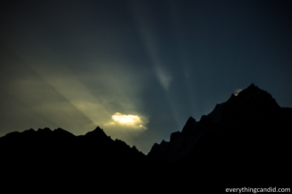 Sun Rise from behind the Kinner Kailash. As seen from Kalpa.