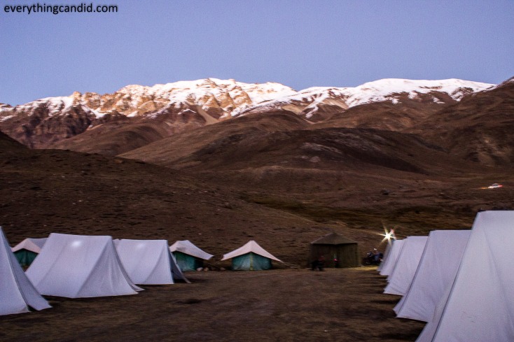 Near Chandratal, we camped at -6 degree temperature!
